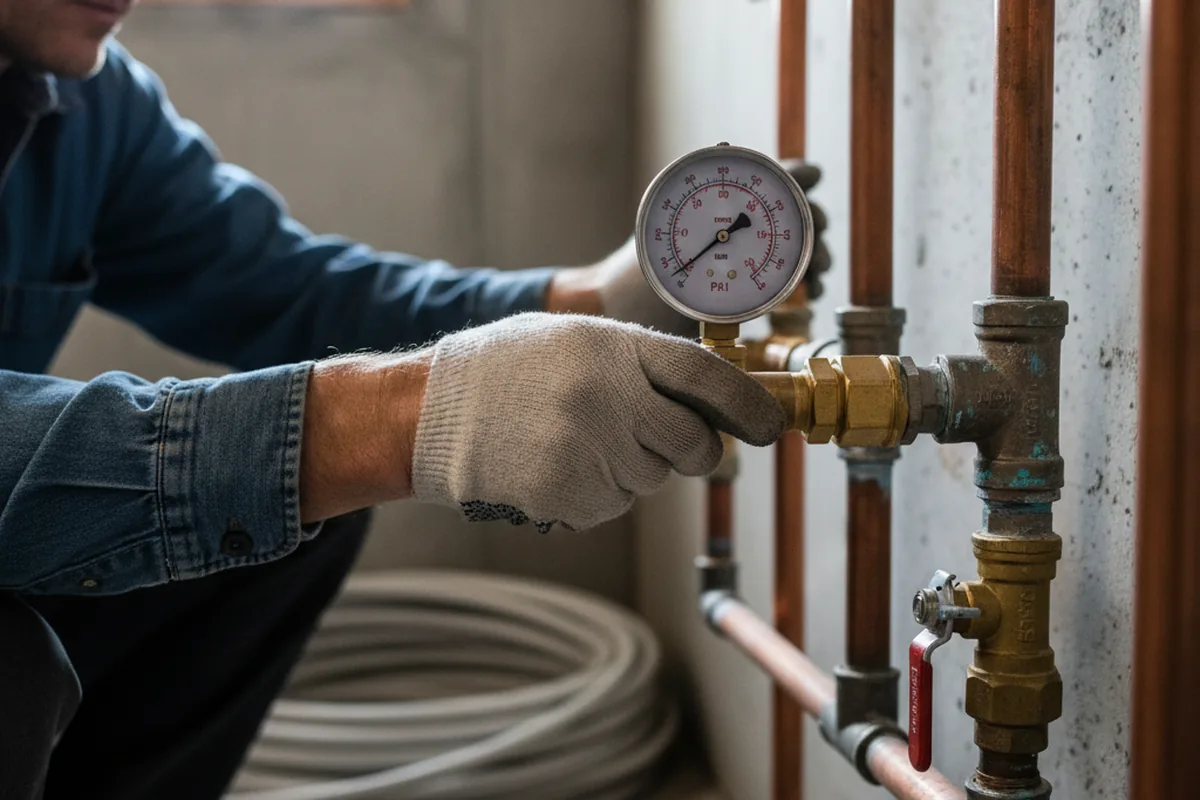 Pressure testing a repaired line during Water Line Repair in Pollok